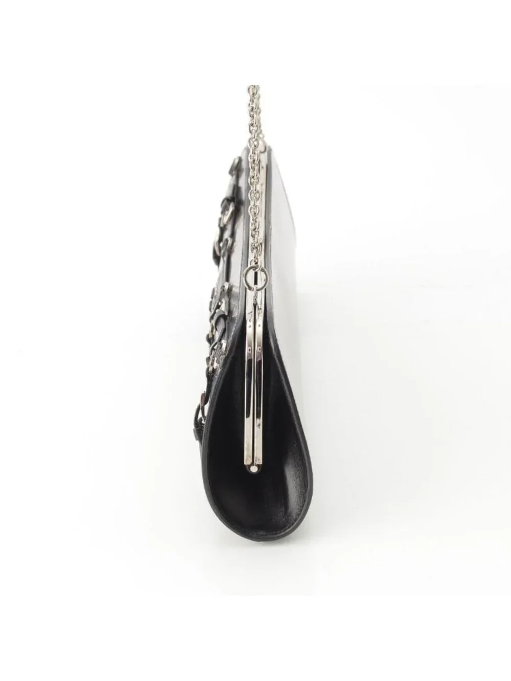Dior Galiano Era Leather Bondage Chain Shoulder Bag Black